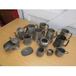Pewter lot including tankards etc
