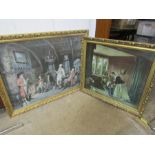 2 large European prints in gilt frames largest 101x82cm