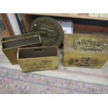 Brass coal box and 2 mag racks, plate