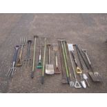 Garden tools including forks and shovels etc