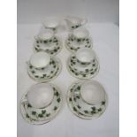 Colclough Ivy 6 cups and saucers, sugar bowl and milk jug