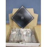 Roberts and Belk Sheffield plated Cutlery set and boxed Edinburgh lead crystal bowls