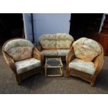 Rattan conservatory suit in need of re-upholstery