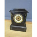 Black slate mantel clock with key