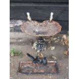 2 Cast iron bird feeder and bird bath