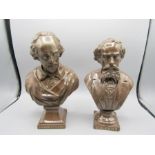 Bretby Dickens and Shakespear busts tallest 27cm