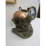 Antique copper and brass divers helmet 50cm H 45cmW unmarked