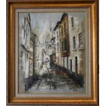 Ben Maile (British, 1922-2017), "Rue Saint Rustigue (2)" in pencil on verso, oil on canvas, signed