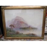 William Baker (1865-1938 )'Kilchurn Castle' watercolour 17x22" signed, framed and glazed