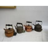 4 brass/copper kettles display purposes only