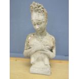 Concrete bust of a lady H60cm approx