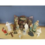 Collection of religious icons and crucifix etc