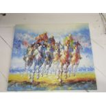 Horseracing signed oil on canvas 50cm x 60cm approx