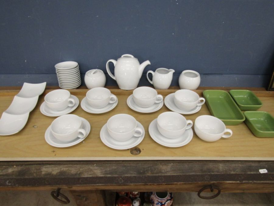White Denby tea set and dishes