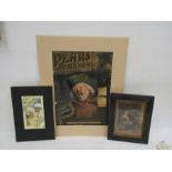 Pears print 1900 annual and small framed Bubbles print, a penguin book Great Gatsby print and one