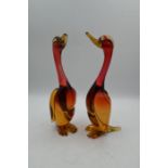 A pair of vintage Murano glass ducks, approx 29cm tall