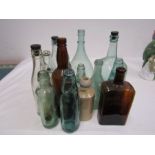 Collectable local interest glass bottles including Wisbech Codd bottle etc