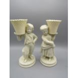 Belleek white bisque waterbearer figures 22cm tall