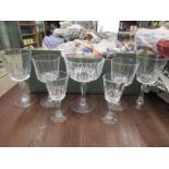 Sets of cut glass glasses- wine glasses, sherry glasses etc. good quality