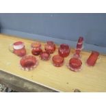 Cranberry glass jugs and dishes etc