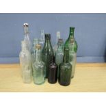 Collectable local interest glass bottles including Ely Codd bottle