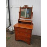 Vintage pine 3 drawer dressing table with mirror