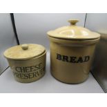 Stoneware bread crock and Moira Cheese preserver