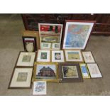 Large lot of framed pictures and mirror etc