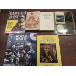 WAR AND PLANE RELATED BOOKS PLUS ANTIQUE BOOK AND WW2 DVD SET