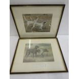2 framed prints of working dogs