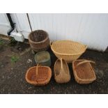 Wicker shopping trolley and baskets