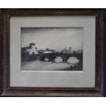Howarth, Albany E (1872-1936) dry point etching Verona, signed lower right margin in pencil framed