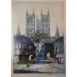 Two original dry point etchings to include: Kerr Eby (1889-1946) " Rue Dominique, Comte Grasse" 35cm