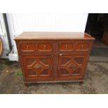 Carved oak Old Charm style 2 drawer 2 door sideboard