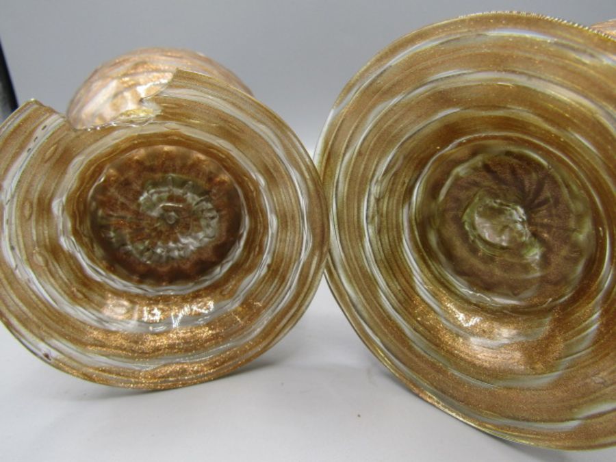 Vintage Venetian glass goblets amber coloured with iridescent finish one a/f - Image 3 of 4