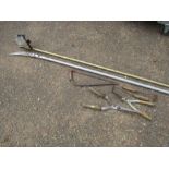 Garden tools including shears and long handled pruning saw etc