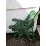 Cast iron bench ends in green