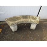 Concrete wooden effect garden bench