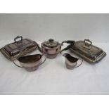 Plated tea set and 2 entree dishes