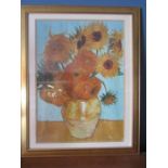 A print of VanGough's sunflowers 84x66 framed and glazed