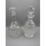 2 glass decanters