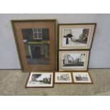 Framed Downham Market photos and signed painting