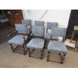 Set of 6 oak upholstered dining chairs