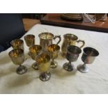Silver plated cups and tankards