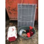 A large folding pet crate, pet carrier, bed and accessories inc harness and leads