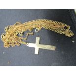 A 9ct crucifix and chains 6.6 gms total