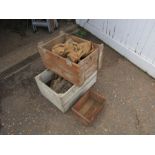 Wooden crates and hessian sacks