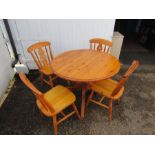 Pine kitchen table with 2 chairs