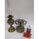 Brass Primus stove and brass oil lamp