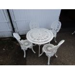 Painted alloy garden table with 4 chairs